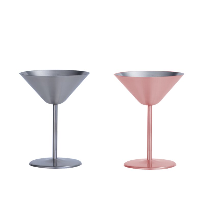 304 Stainless steel cocktail cup Martini triangle cup high foot juice metal bar beverage wine cup claret glass