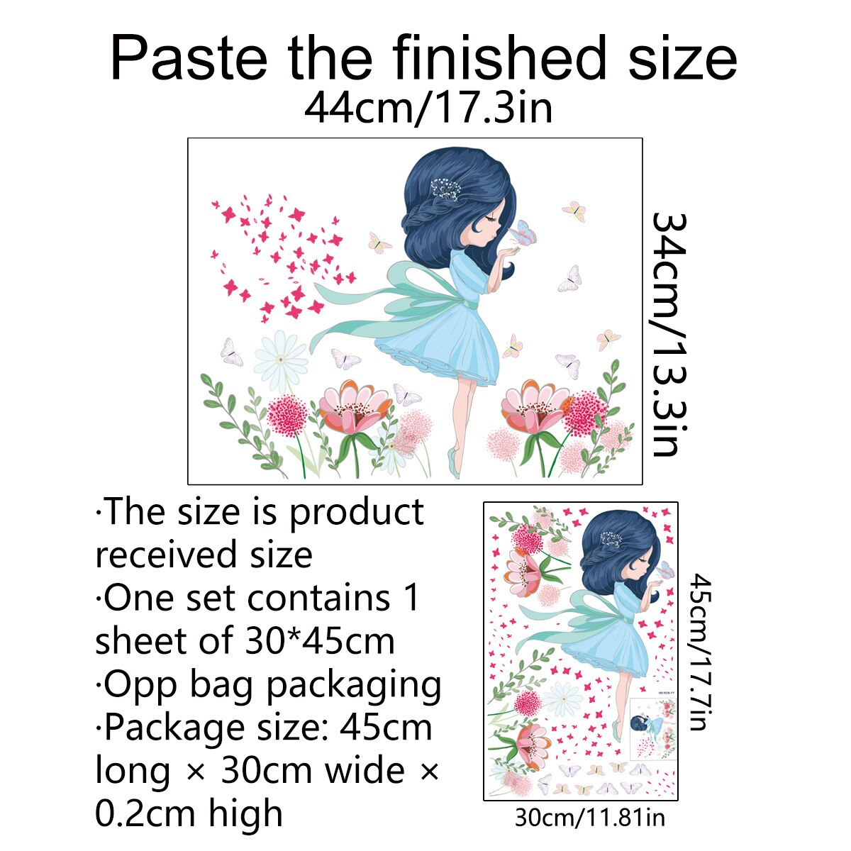 Wall Stickers For Girls DIY Flower Plants Mural Decals for Baby Room Kids Bedroom Girls Stickers Home Decor Child Girl Wallpaper