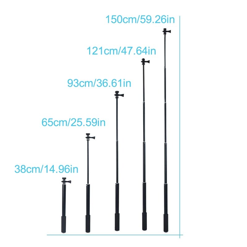1.5m/2m laajennettavaa selfie stick -jalustajalkaa iphone ipad dslr android goprolle
