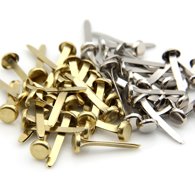 50 sztuk 8X25mm złoty metal okrągłe ćwieki Scrapbooking zdobienie Brad szpilki szpilki DIY rzemiosło na wyroby papiernicze robić domu dekoracji