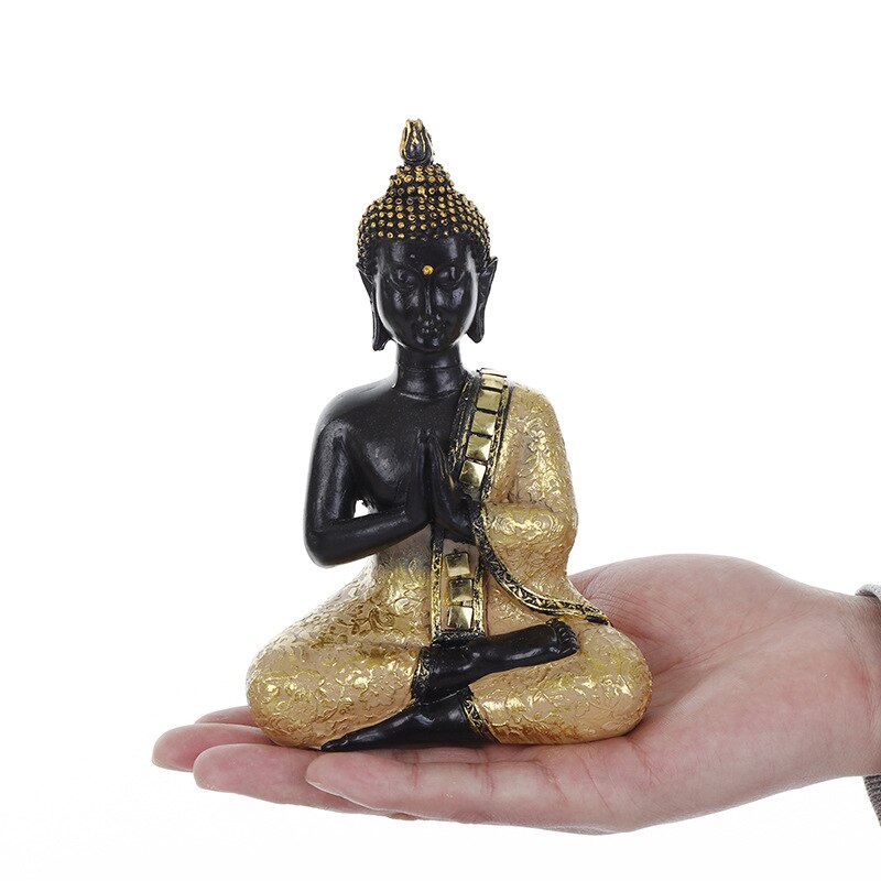 Vilead harts thailand buddha staty fengshui indien religiös buddhism skulptur hindu svart buddha statyetter heminredning