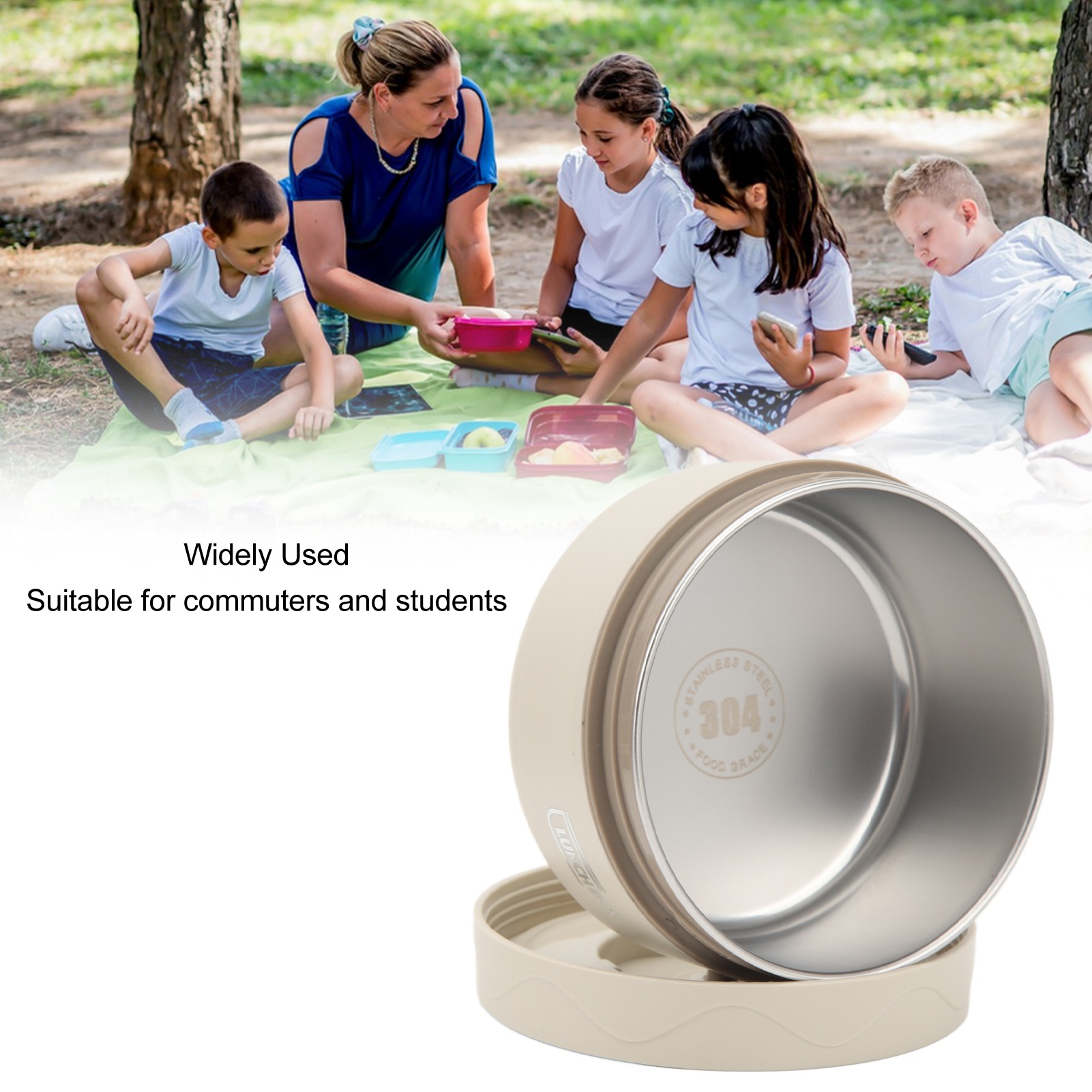 Thermo kochtopf 420ml Edelstahl Doppels chicht tragbare runde bilden Thermo-Mittagessen-Behälter isolierter Lebensmittel behälter