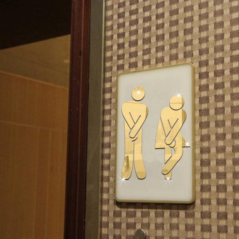 3D Diy Wc Spiegel Muursticker Decor Wc Badkamer Entree Man/Vrouwen Teken Voor Home Hotel Bar Restaurant Spiegel sticker