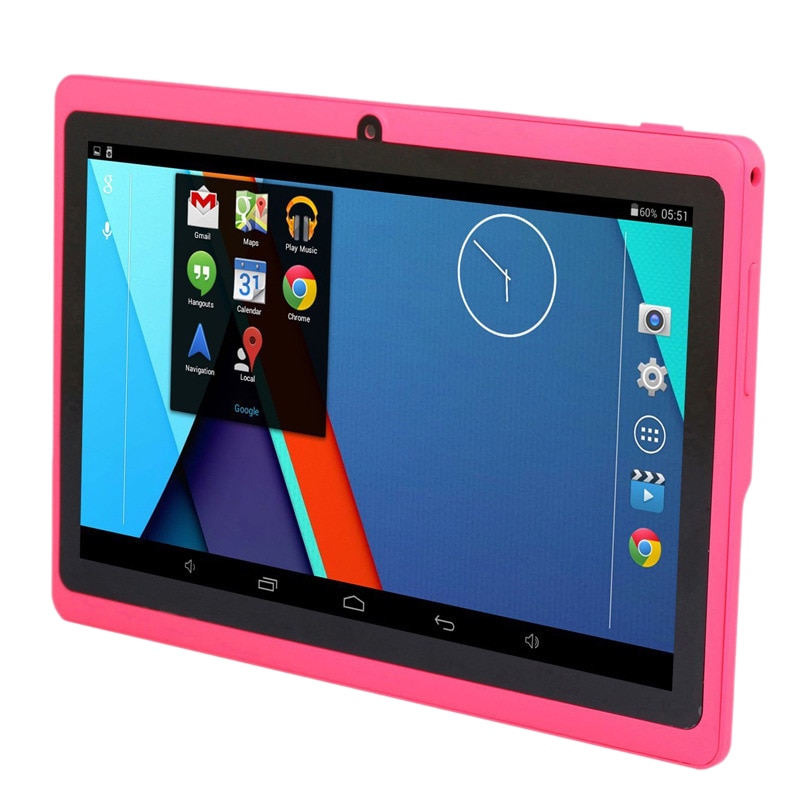 7 inch kindertablet met android quad-core dual camera, wifi, educatief spel voor jongens en meisjes, roze