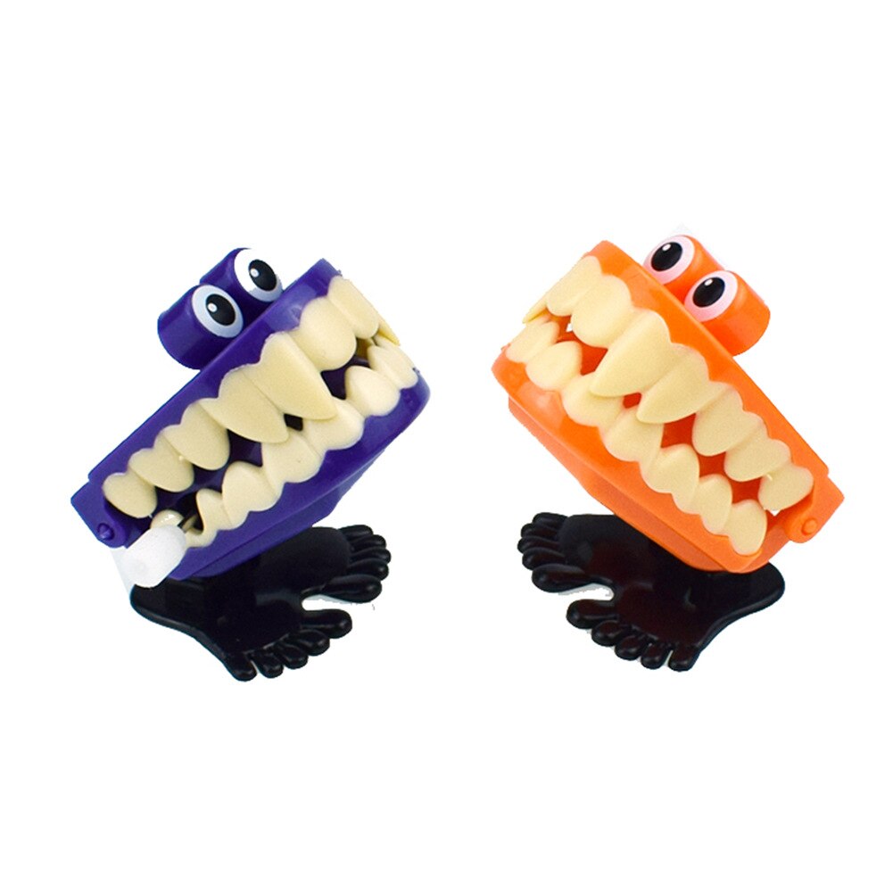 Novelty Funny Winding Spring-Winding with Eyes Jumping Teeth Ghost Teeth Halloween Christmas Small Toy