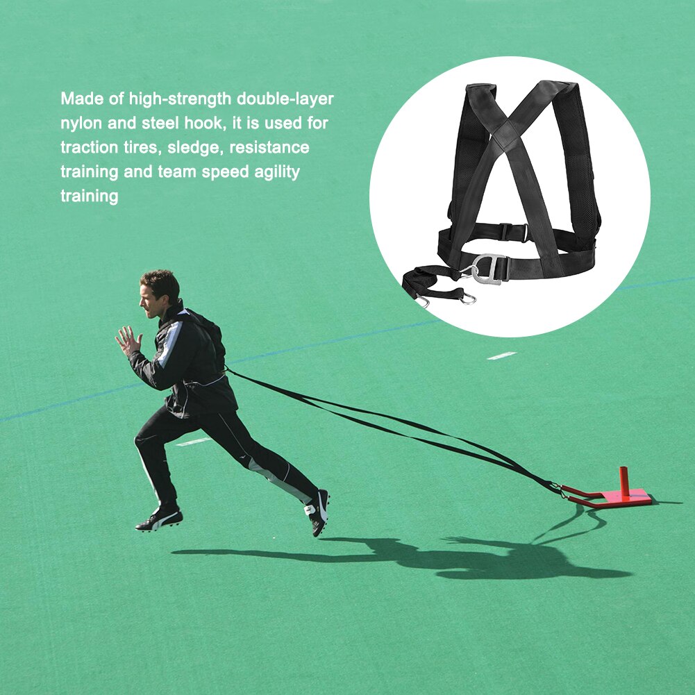 Fitness Sled Harness Training Gym Pull Sled Drag Speed Weight Training Resistance Workout Strap Weight Muscle exercise belt set