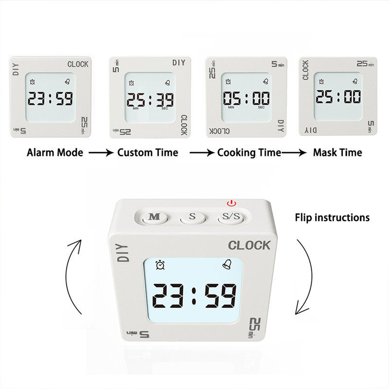 Digital Timer Shaking Digital Alarm Minute Time Manage Device Meeting Kitchen Timer DIY Multifunction Daily Clocks