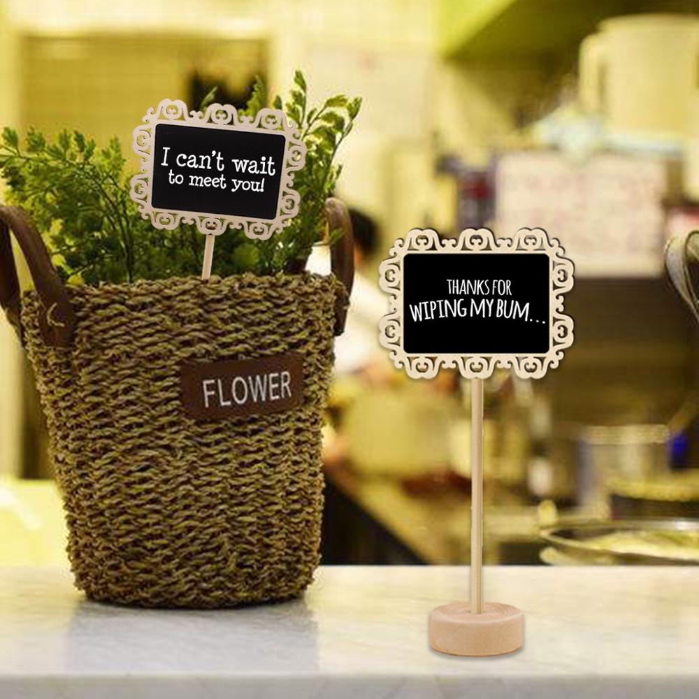 Mini liten trä krita svart tavla fest bröllop kök restaurang skyltar svarta tavlan skriva meddelande meddelande måla trä tavla