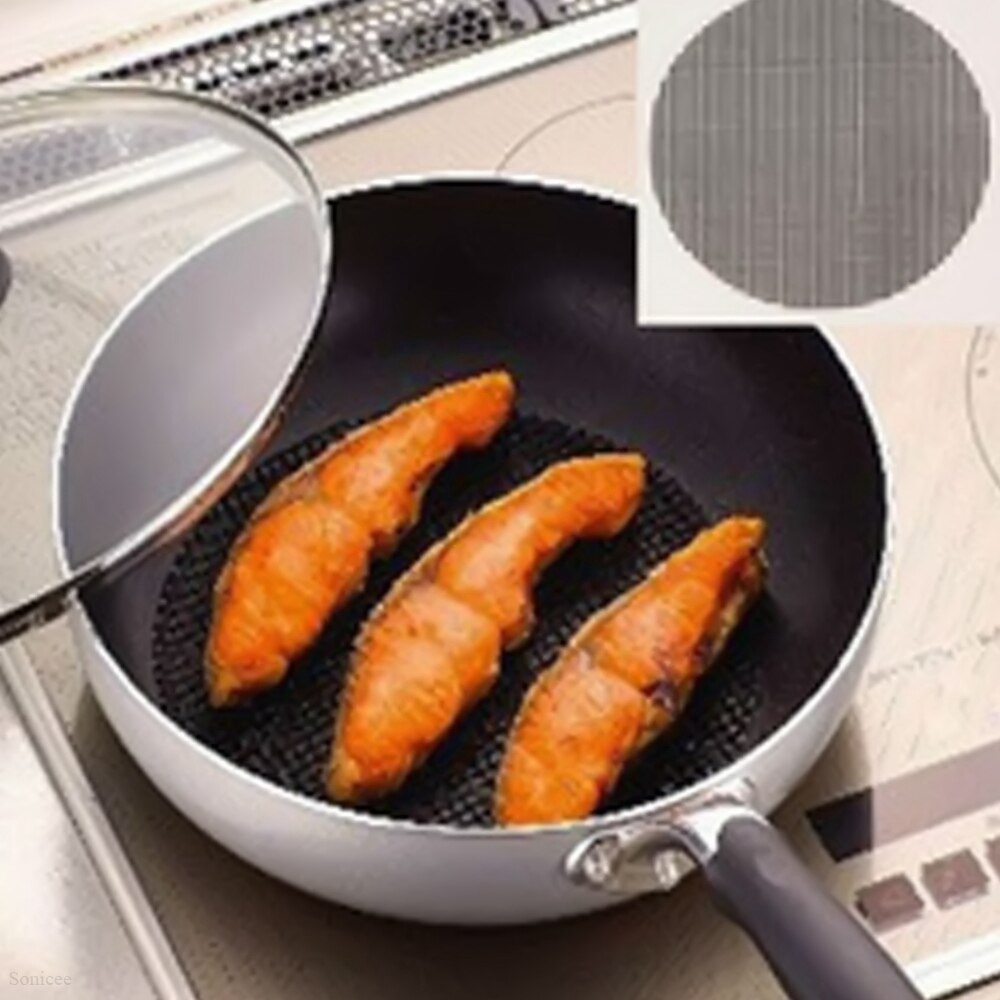 Ronde Bbq Grill No-Stok Roestvrij Staal Gaas Netto Herbruikbare Hittebestendige Barbecue Koken Mat Pad Milieuvriendelijk 1