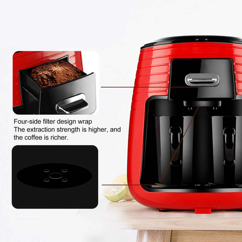 450W Full Automatic Coffee Machine With Double Cup Drip Coffee Maker Tea Making 0.25L Portable Coffee Maker Multipurpose