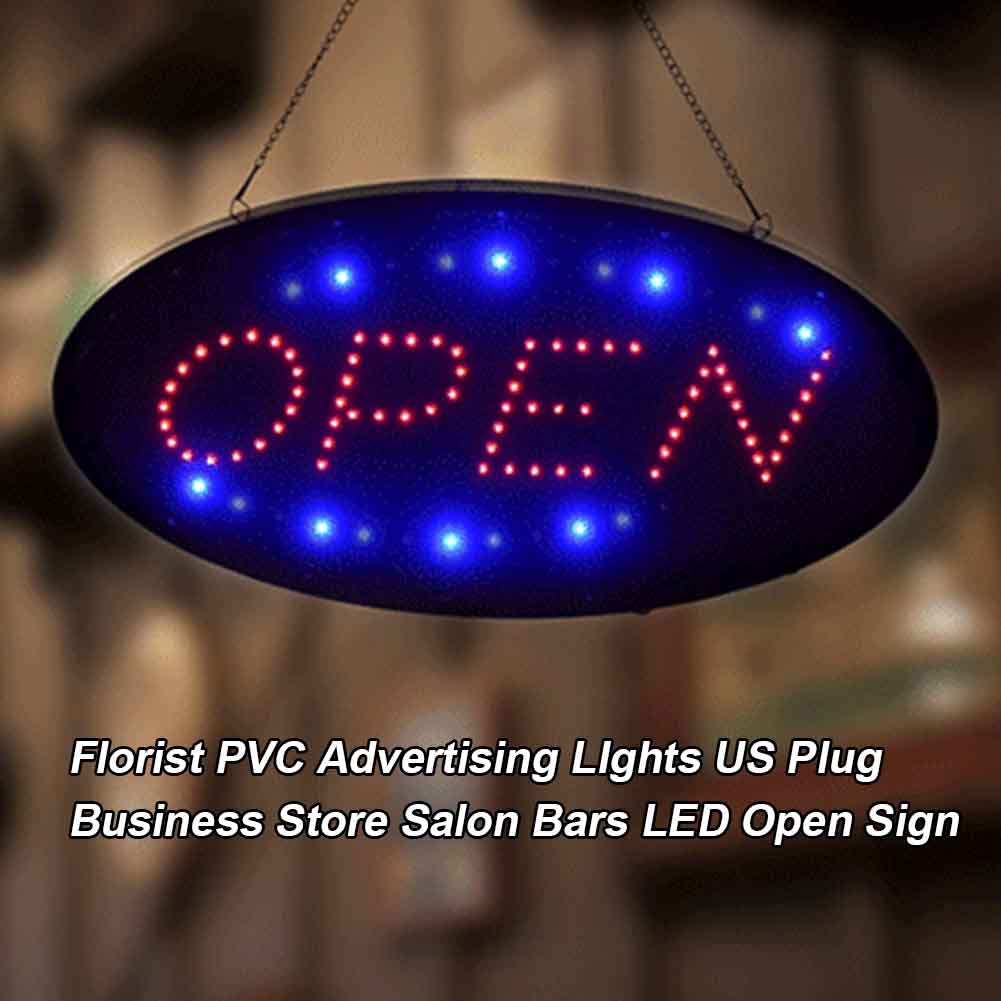 Business Store LED Open Sign Flashing Mode US Plug Florist Show Window Salon PVC Display Board Advertising LIghts Shops Cafe