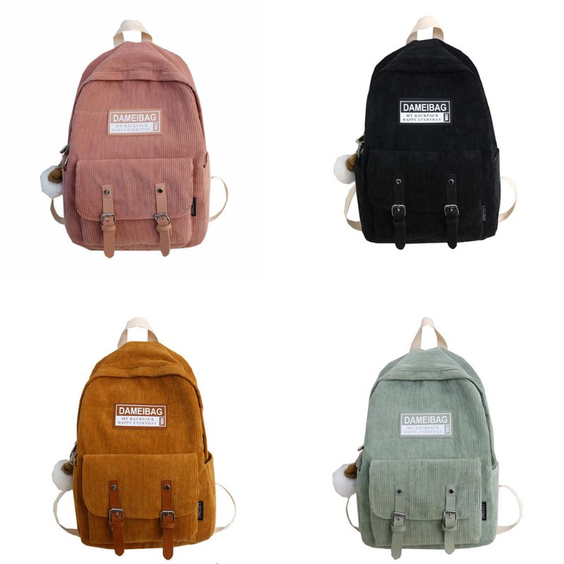 Mode Corduroy Rugzak Schooltas Casual College Dagrugzak Voor Tiener Y3NE