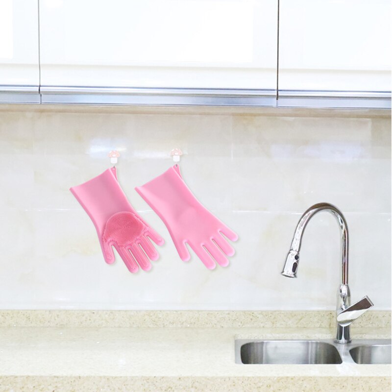 One Pair Dishwashing Cleaning Gloves Magic Silicone Rubber Dish Washing Glove For Household Scrubber Kitchen Clean Tool Scrub