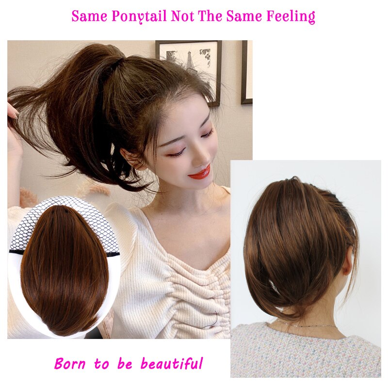 DIANQI Synthetic Hair Short Curly Blonde Black Small Ponytail Hair Grab Clip Hair Extensions For Women wigs