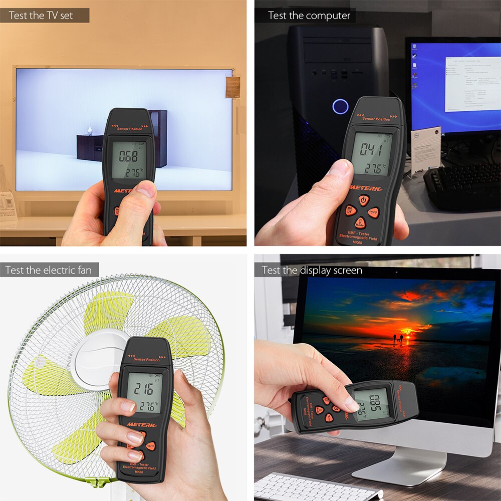 Emf meter håndholdt mini digital lcd emf detektor feltmåler elektrisk felt stråling og magnetfelt emission detektor