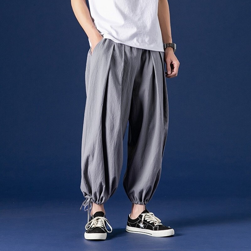 Chinese Style Harem Pants Men Hiphop Baggy Wide Legs Harajuku Trousers Male Kung Fu Pantalon Chinese Pants Man 10969