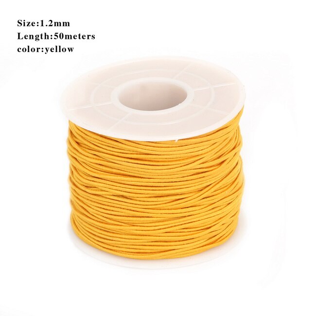 Dia cordon élastique rond en perles de 0.8/1.2/1.5mm, fil extensible, ficelle/corde pour fabriquer des colliers, Bracelet, fourniture de matériel bijoux à bricoler soi-même: Yellow 50m