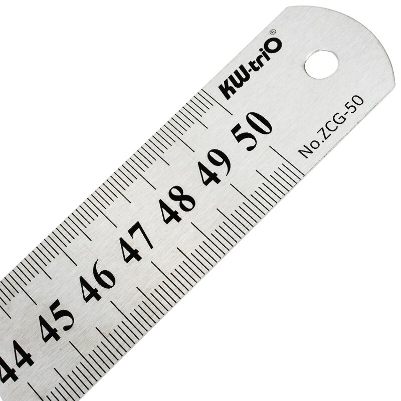 Régua de metal de aço inoxidável para escola, régua reta de dupla face para desenho, material de escritório, 1 peça, 15 20 30 50cm