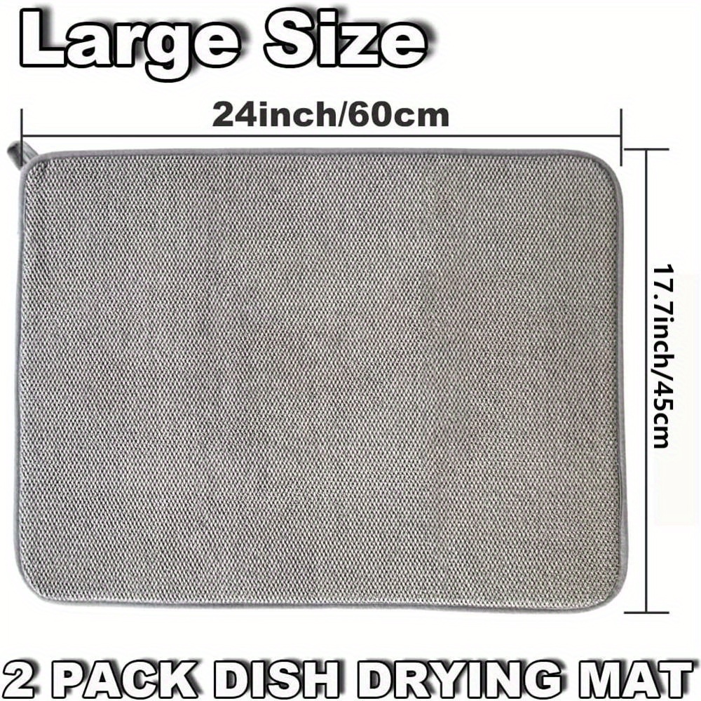 2 st/förpackning stor diskmatta för köksbänk , 24 x cm absorberande diskmatta 17 mikrofiber, diskavrinningsmattor: Default Title