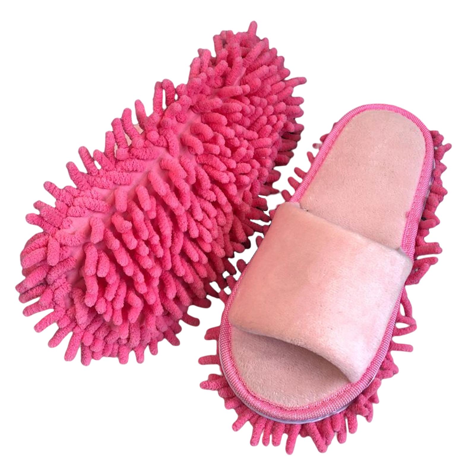 1 Pair Microfiber Mop Slippers Detachable Cleaning Tool for Home Dusting Moping Unisex Soft Brooms Household Washable Durable: Pink
