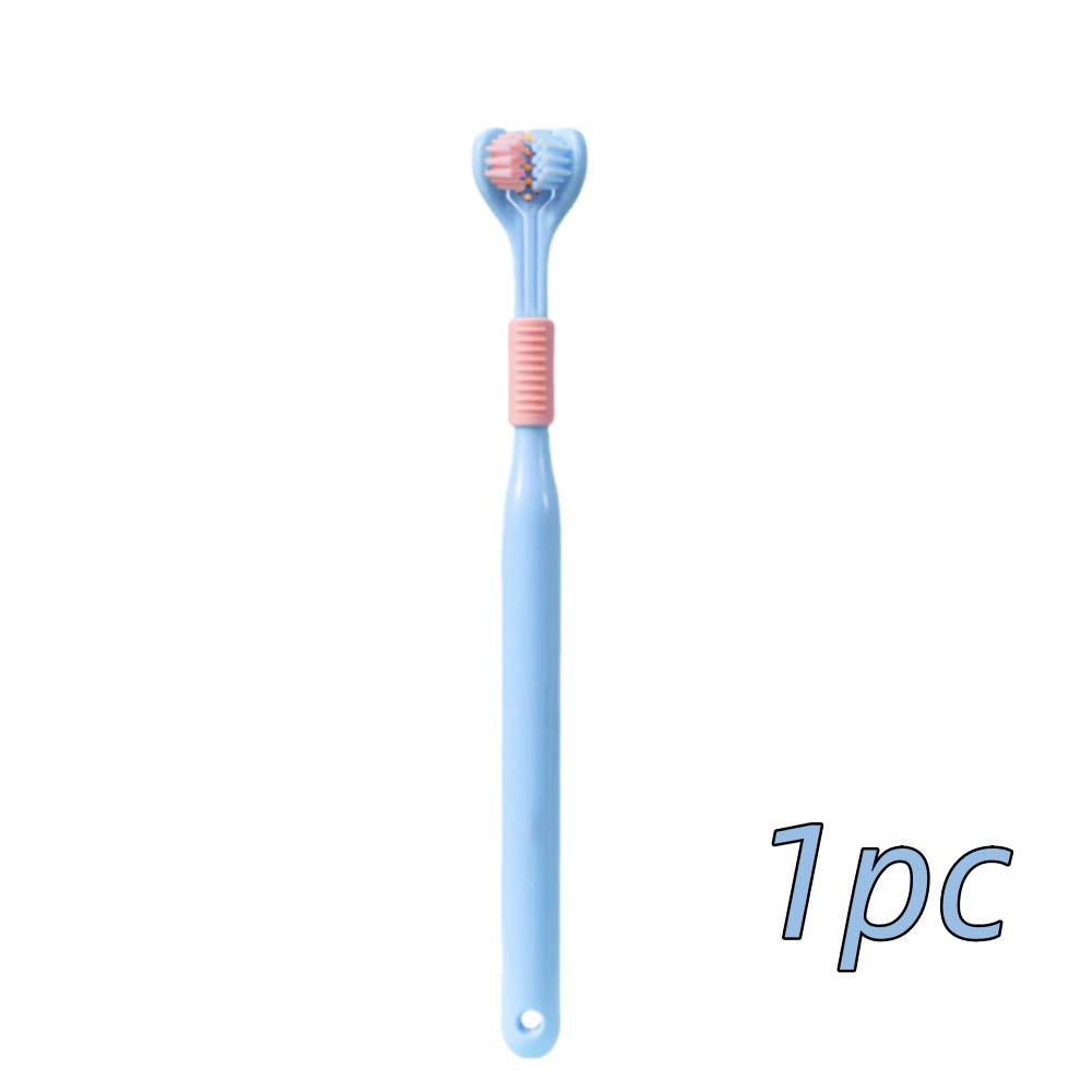 Cepillo de dientes de 3 lados de cerdas suaves, limpieza suave, cepillo de dientes para adultos para el cuidado completo de las encías, sensorial para autismo, herramienta de salud bucal, 4 Uds.: Multicolor