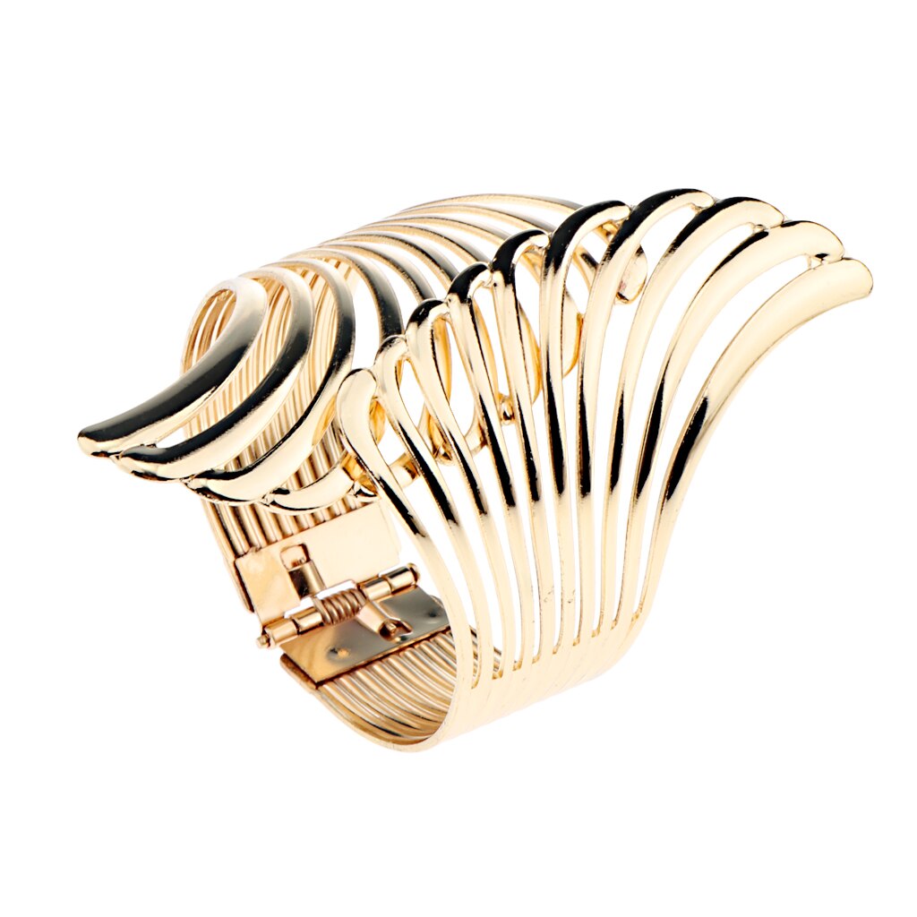 Vrouwen Gold Wing Hollow Punk Manchet Open Bangle Wide Charm Armband Sieraden