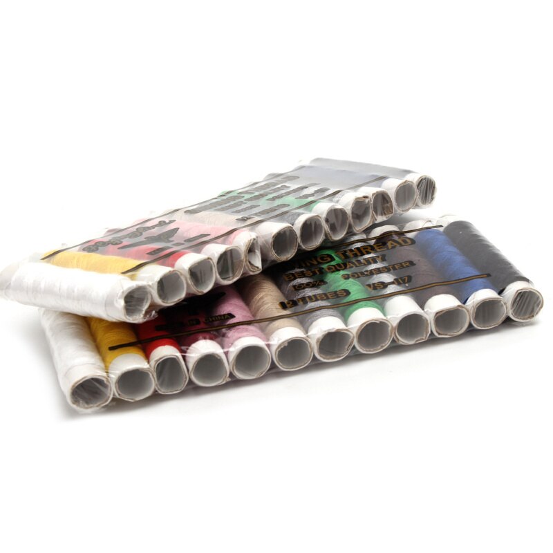 24 carretes/2 juegos 12 colores poliéster duradero hilo de coser máquinas de mano manualidades de costura ropa confección de ropa uso