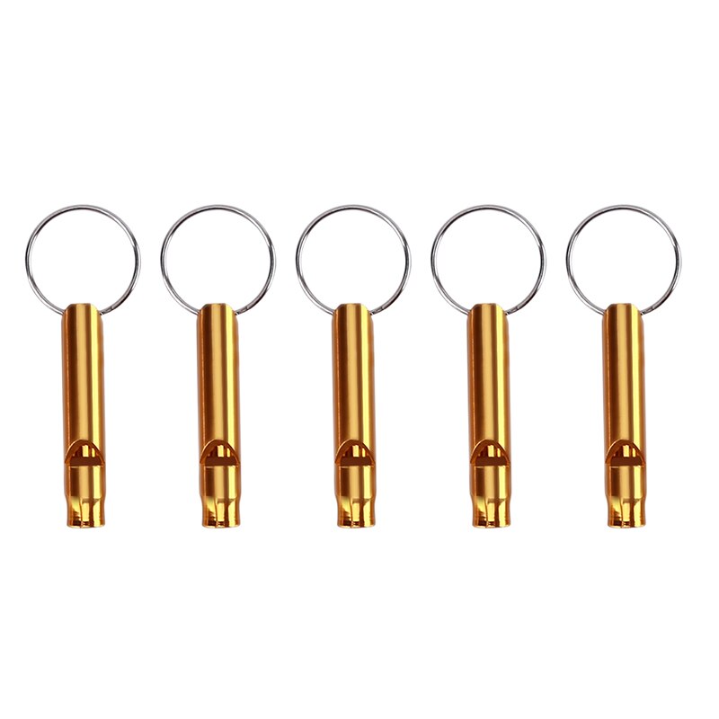 5PCS Fischietti s Formazione Fischietti di Alluminio Multifunzionale Di Sopravvivenza Di Emergenza Fischietti Keychain per il Campeggio Trekking Sport All'aria Aperta: yellow