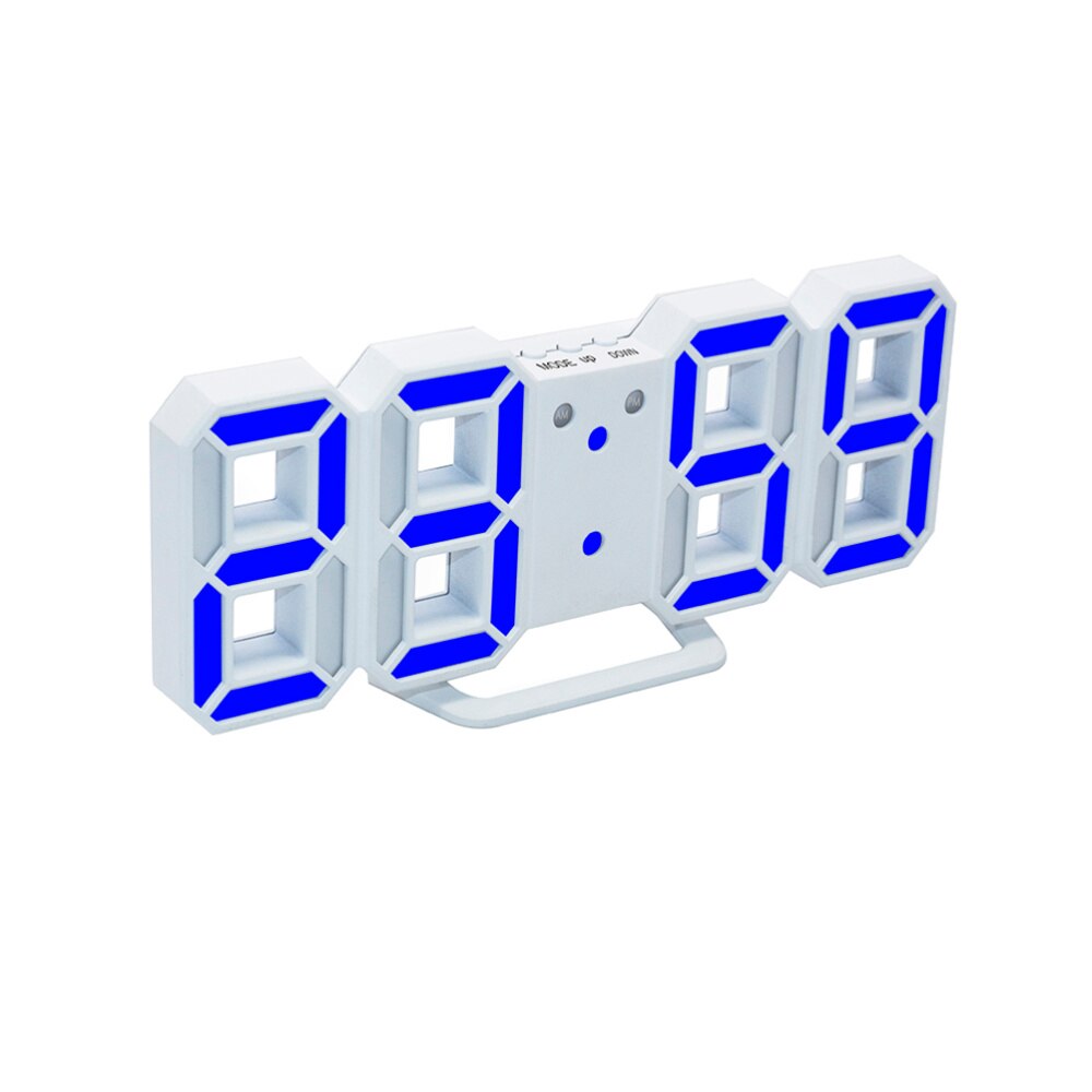 Modern Home Wall Clock Timer 3D LED Digital Wall Clock (White): Blue