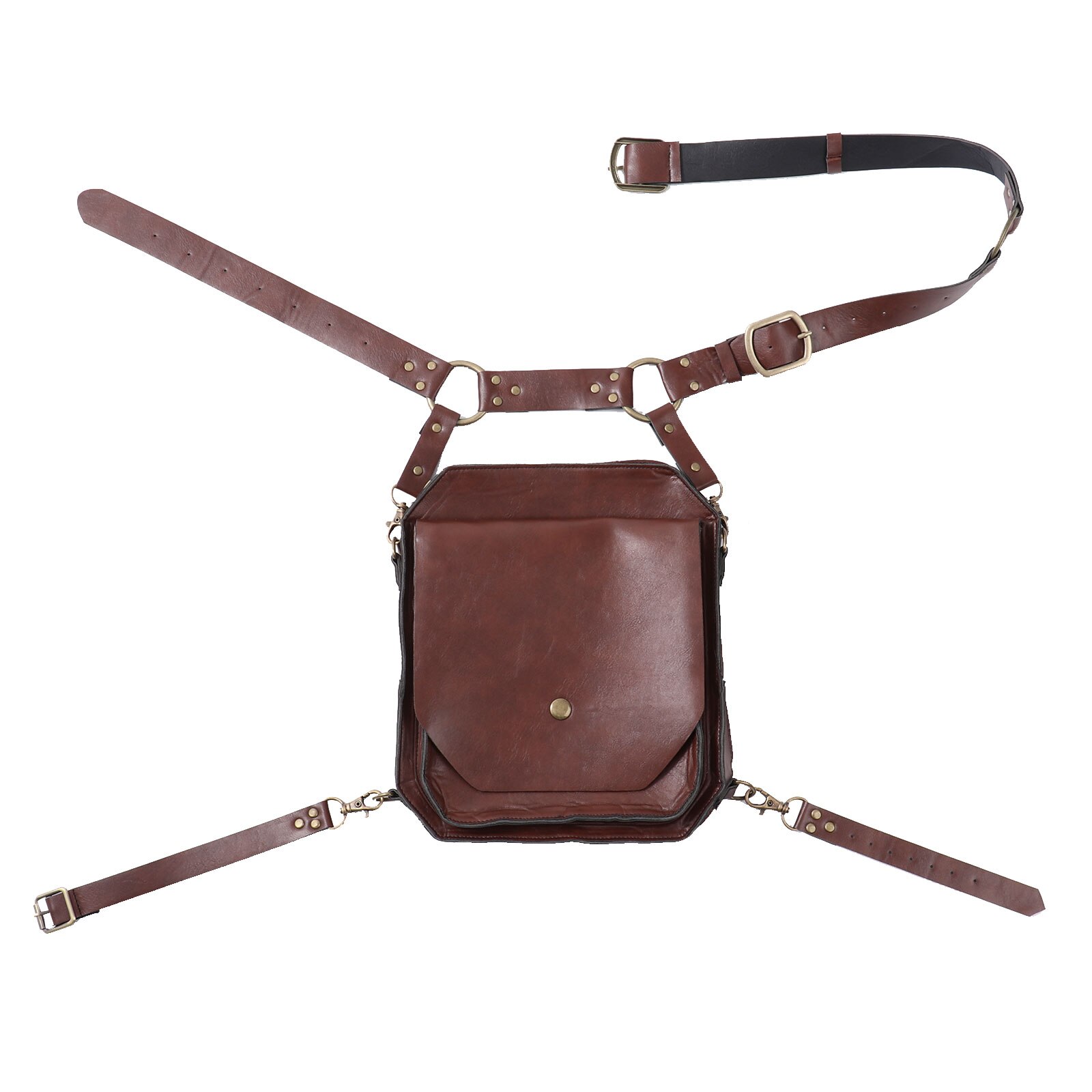 Bolsos de pierna y cintura Steampunk para hombre y mujer, bolsa de estilo victoriano, bandolera pequeña, a la , con cinturón de viaje, bolsa cartuchera: Brown