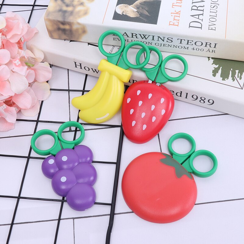 1 Uds. Tijeras bonitas Kawaii para niños con forma de fruta suministros de oficina para estudiantes seguro sin dañar las manos