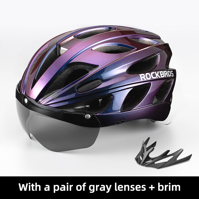 Rockbros Fiets Helm Eps Integraal Gegoten Ademend Fietshelm Mannen Vrouwen Goggles Lens Mtb Racefiets Helm Accessoires: TT-16-CB