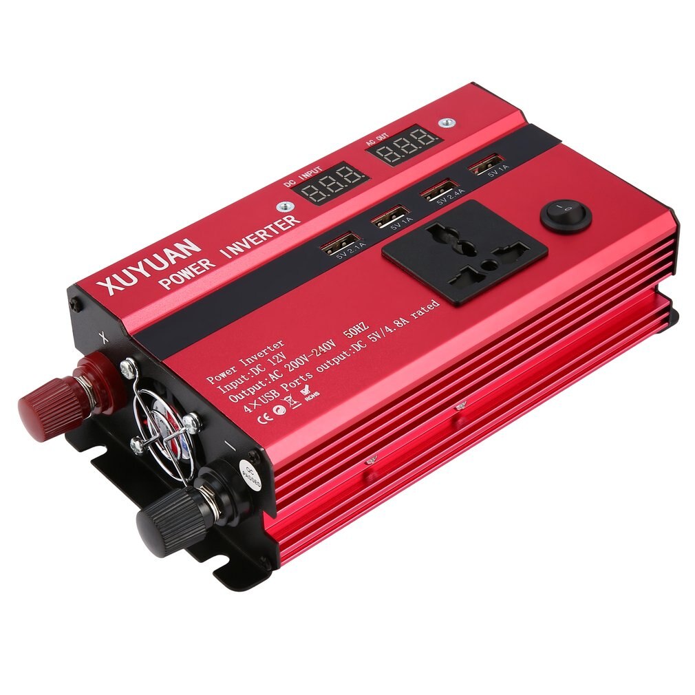 350W Solar Power Inverter DC 12V to AC 220V LED Display Car Sine Wave Converter for Household Appliances