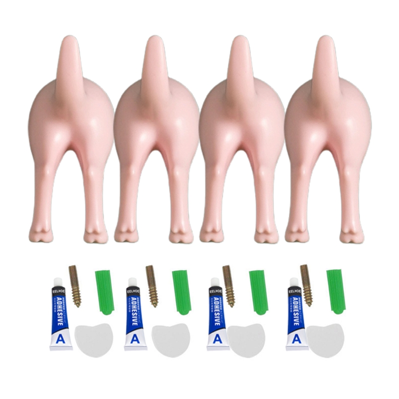 Gxma 4 Stuks Nordic Stijl Leuke Plastic Hond Staart Haken Met Schroeven Plakband Muur Gemonteerde Sleutel Hanger Hoed Jas muur Haak Thuis: PK