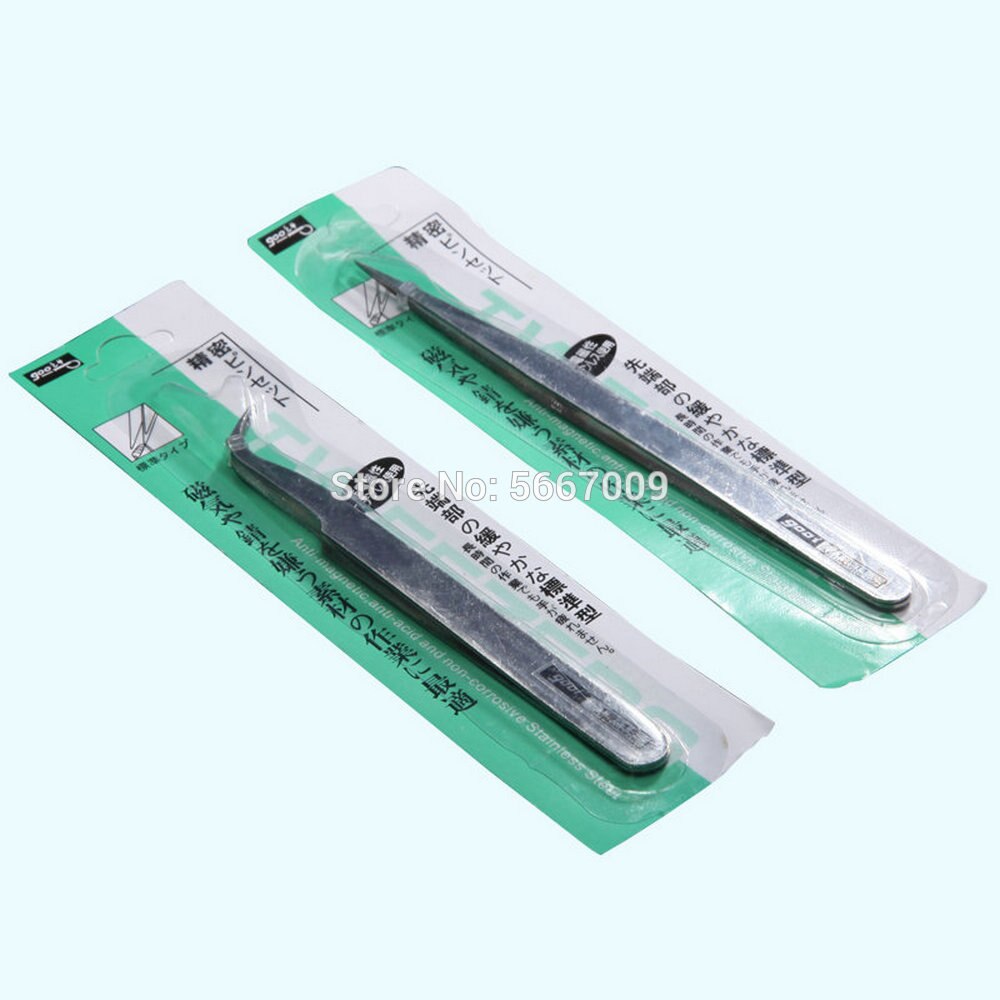 10 pces laboratório de aço inoxidável 12.5cm 14cm 16cm pinças de precisão com ponta reta ou curvada ponta embalagem independente