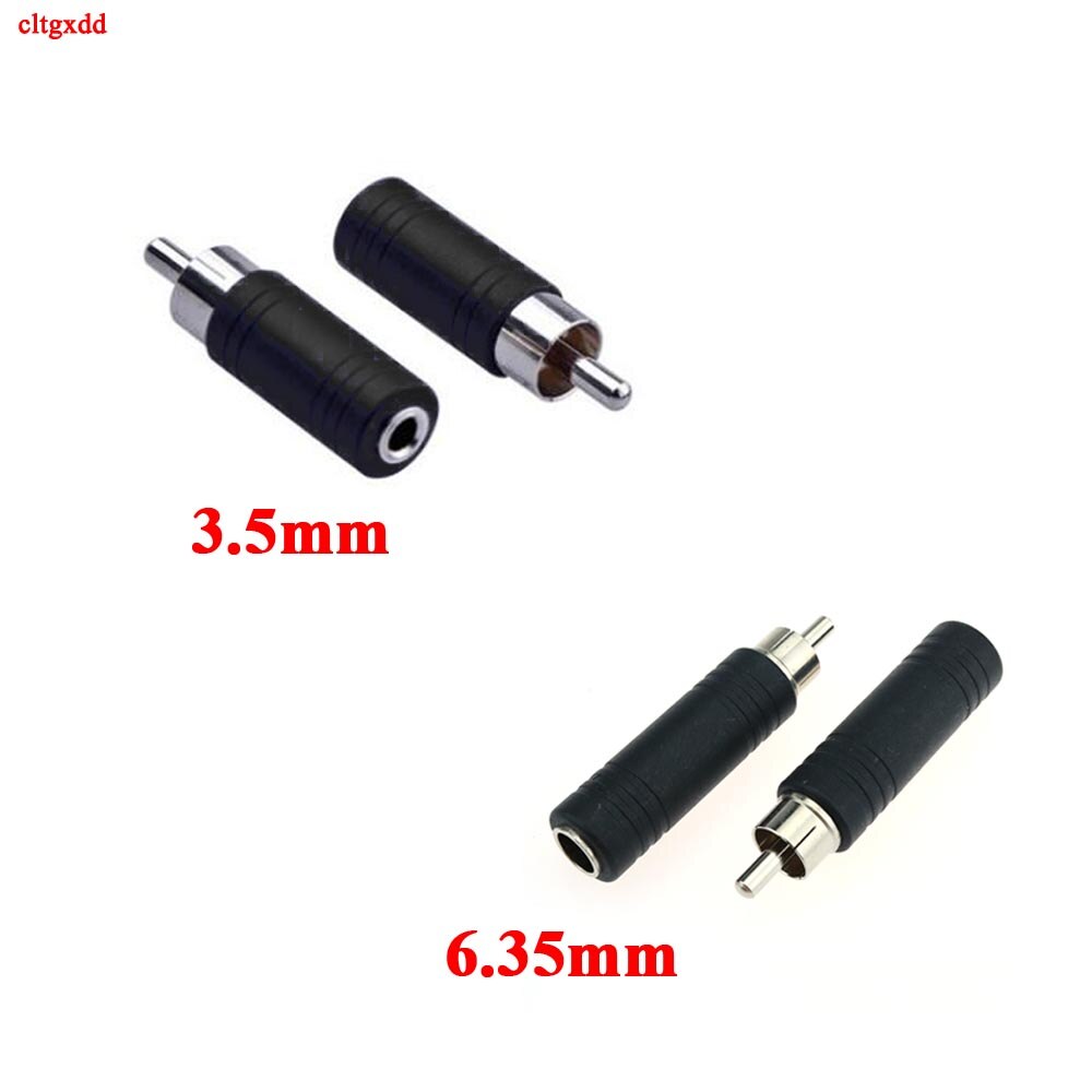 1Pcs Rca Male Plug Naar 6.35Mm 3.5Mm 3Pole Stereo Vrouwelijke Jack Adapter 6.35 3.5 Audio M/F Connector Zwart