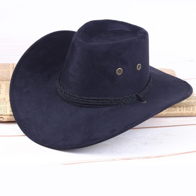 Unisex cowboyhat kasket hatte western sun shield sort rød kaffe brun casual kunstlæder hat brede cowboyhatte: Sort