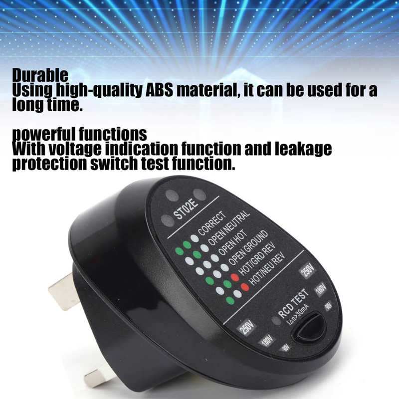 ST02E/ST02 Socket Tester with LED Display Power Polarity Detector for Home UK/AU Plug 100-240V
