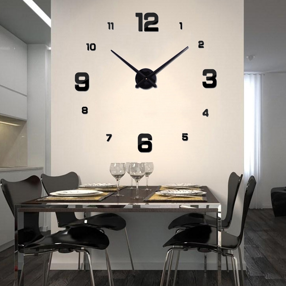 Wall Clock Modern Quartz Clocks Watch Mirror Sticker Diy Living Room Decor 3D Large Wall Clock