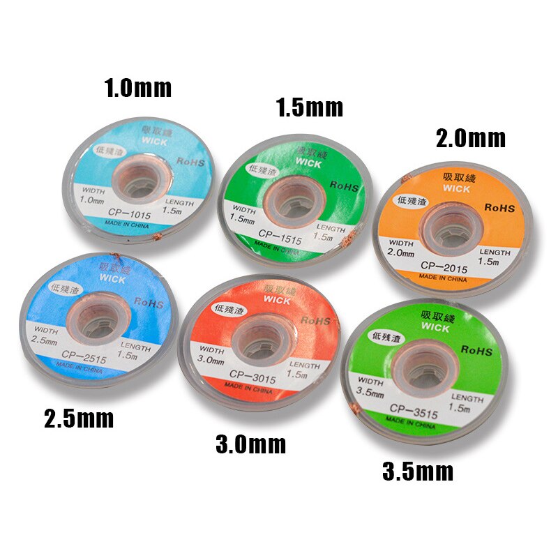 1.5M Lengte Desoldering Braid Lassen Solder Remover Wick Draad Lage Residu Geen Schone Tin Strip Lead Cord flux Bga Reparatie Tool