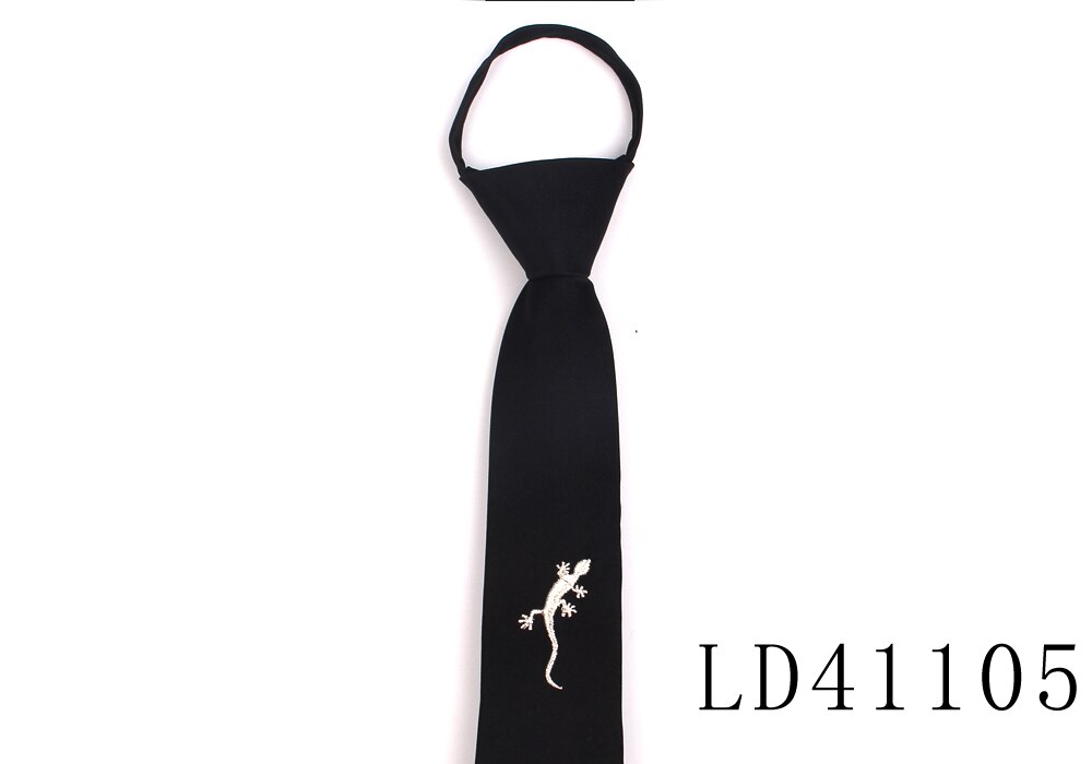 Cravates noires brodées pour hommes et femmes, cravates décontractées simples pour garçons et filles, costumes d'étudiants, cravate mince à fermeture éclair: LD41105