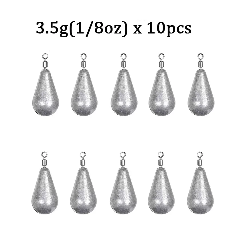 10 pçs/lote chumbadas de peso de pesca 3.5g 5g 7g 10g 14g 20g isca macia chumbada baixo equipamento de pesca acessórios: Dourado