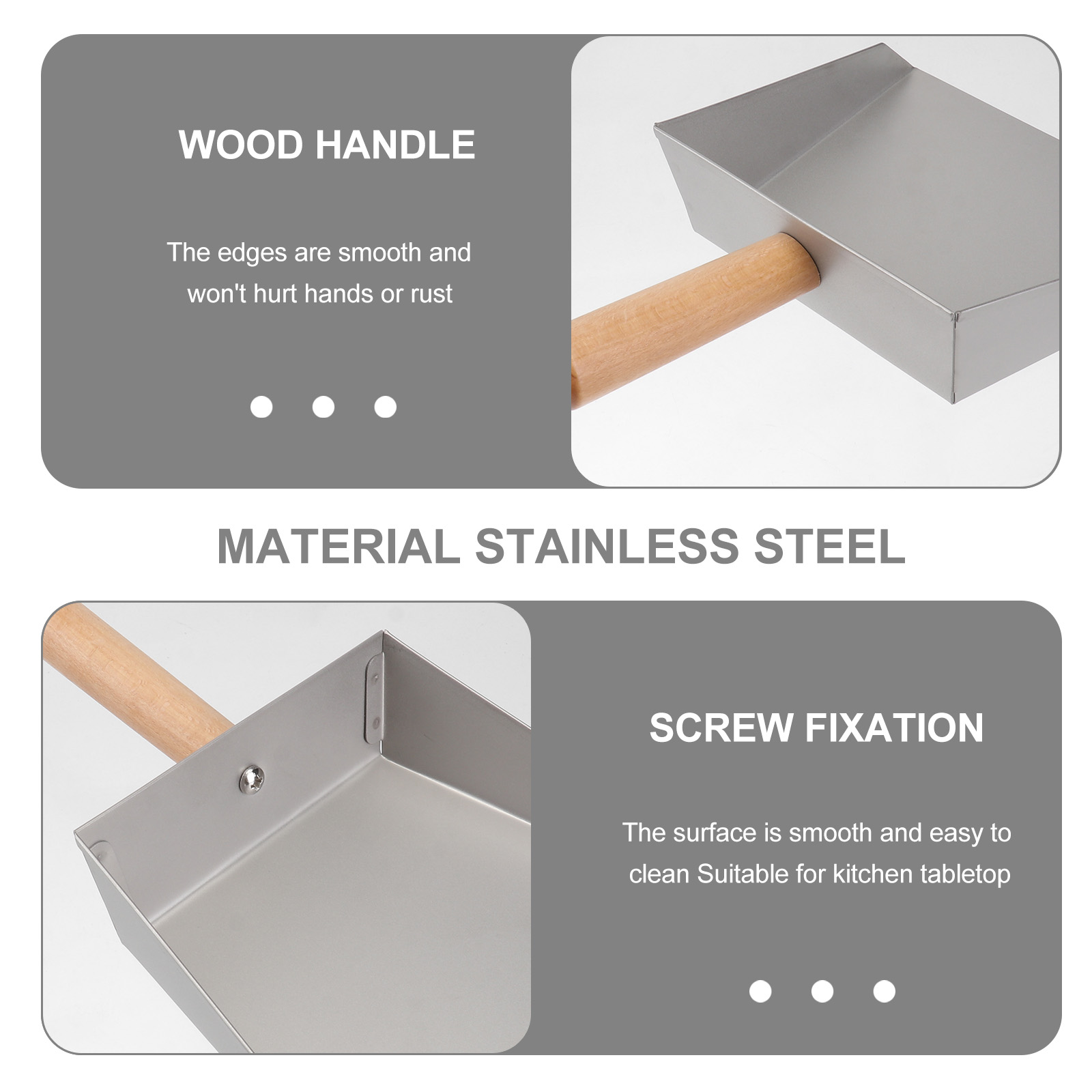 1pc Stainless Steel Mini Desktop Dustpan Kitchen Mini Dust Pan for Home (Silver)