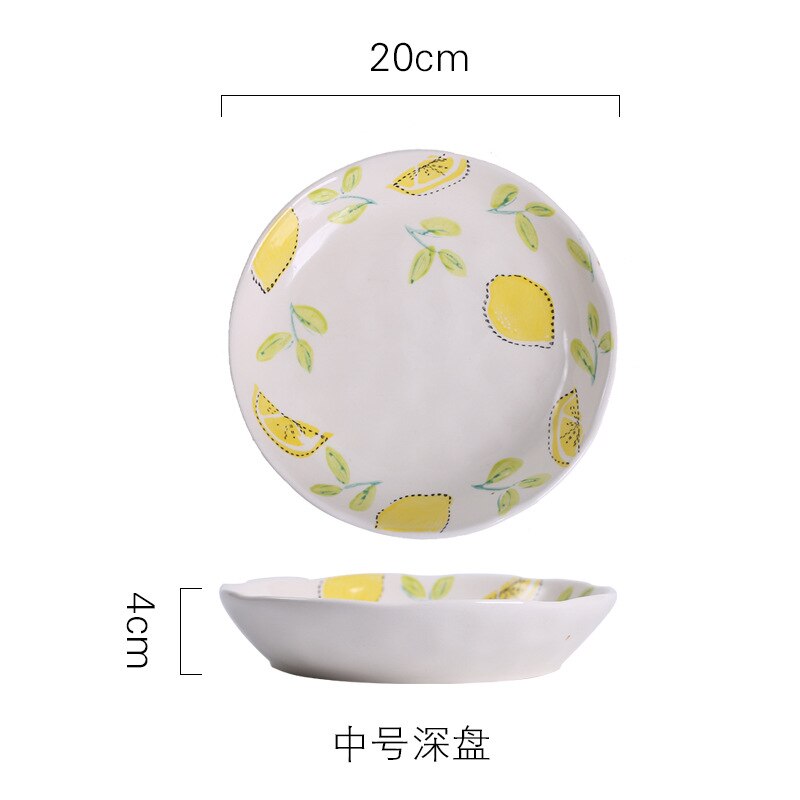 Citron glasur farve tallerken keramisk service rundt fad japansk husholdning rund rektangulær morgenmad kage frugt salat pasta: Grøn
