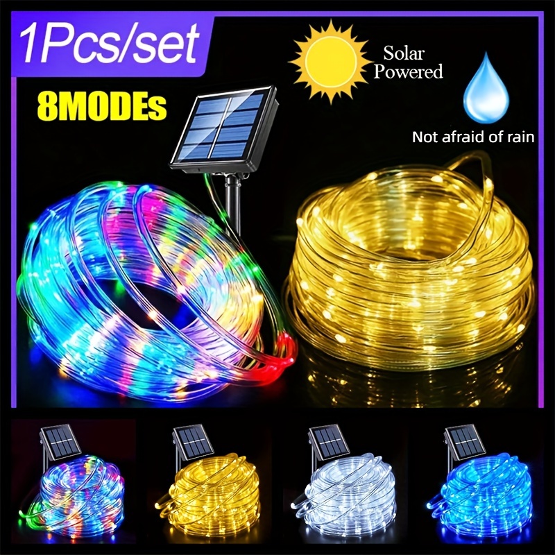 100/200 led-tuinlampjes op zonne-energie , 7/12m led-lichtsnoeren, lichtsnoer met 8 standen, feeërieke buitenverlichting voor bruiloften, kamperen, boom- en dakdecoratie.