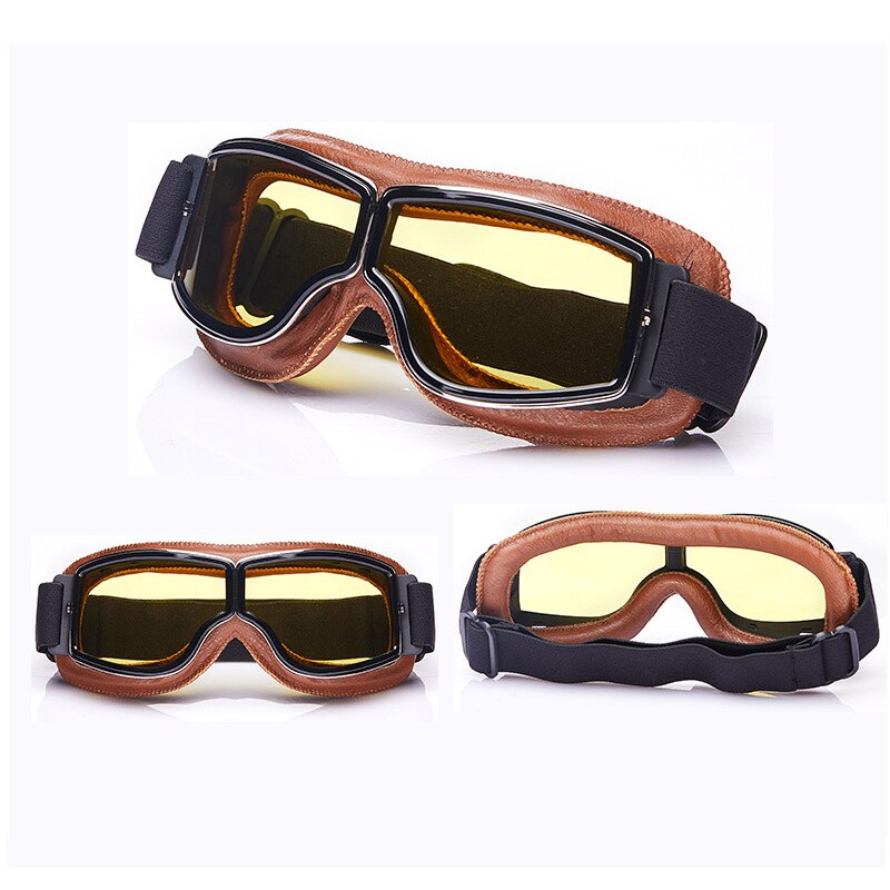 Universal vintage motorcykel beskyttelsesbriller pilot aviator motorcykel scooter biker briller hjelm beskyttelsesbriller sammenfoldelig til: 3