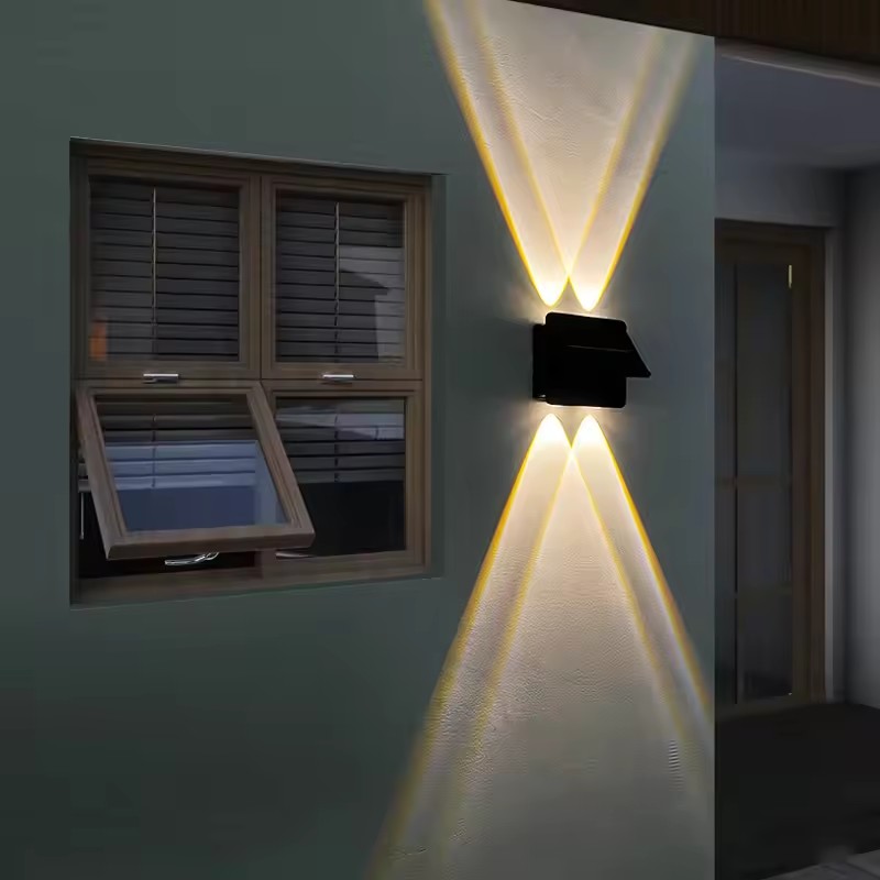 Solar wandlamp  ip65 waterdichte led buitenlamp op zonne-energie met warm licht voor achtertuin, garage, tuin, hek en decoratieve verlichting: Veranderlijk