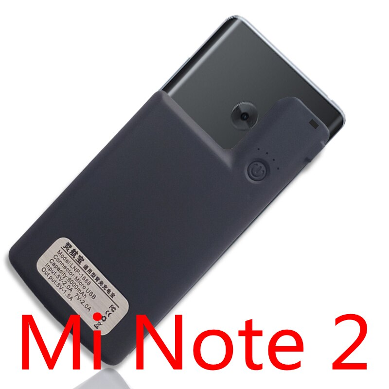 For Xiaomi Mi Note 2 External Battery Charger Cases power bank For For Xiaomi Mi Note 3 charging Case Cover TPU Phone Case Capa: Mi Note2-Black