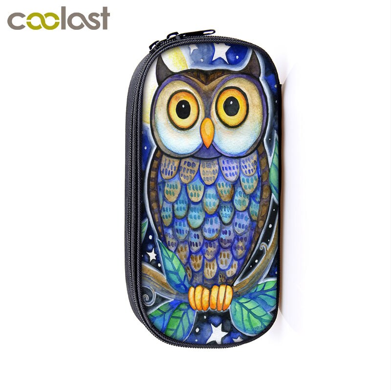 Nuit oiseau hibou imprimer étuis à cosmétiques porte-crayons femmes sac de maquillage filles papeterie sac école étui boîte à crayons fournitures scolaires: qbbxmty05