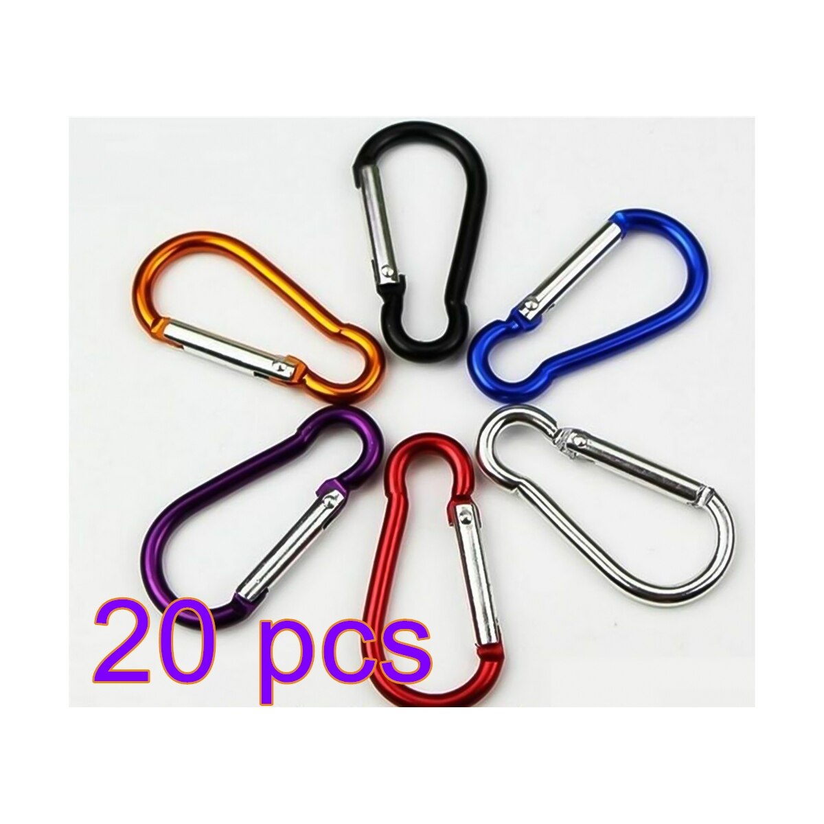 20 stuks karabijnhaak sleutelhanger clip aluminium outdoor camping sleutelhanger karabijnhaak waterfles gesp reis klim accessoires: Default Title